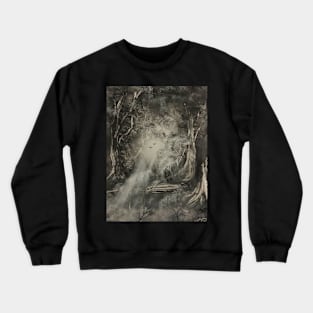 Black and white monochromatic forest painting design. Crewneck Sweatshirt